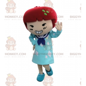 BIGGYMONKEY™ Costume da mascotte Ragazza in vestito con capelli