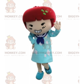 BIGGYMONKEY™ Mascot Costume Girl In Dress With Red Hair -