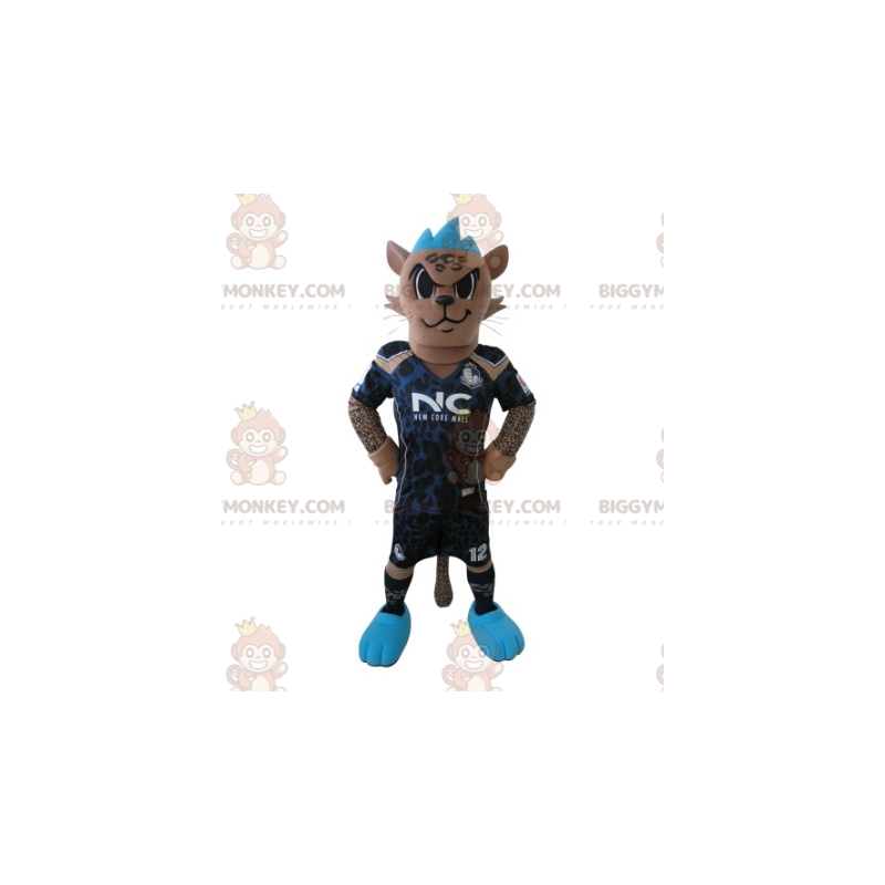 BIGGYMONKEY™ Maskottchen-Kostüm Tiger im Fußballer-Outfit mit