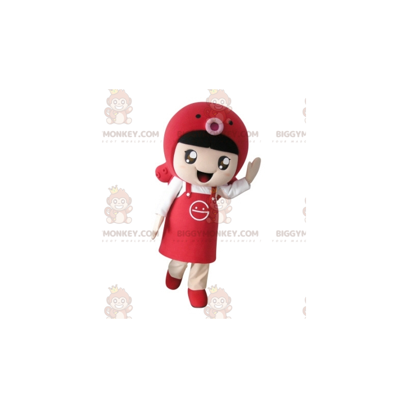 Girl BIGGYMONKEY™ Mascot Costume with Apron and Fish –