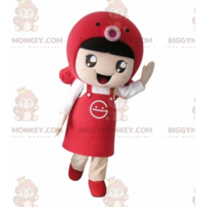 Girl BIGGYMONKEY™ Mascot Costume with Apron and Fish -