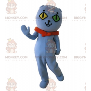Odd-Eyed Cat BIGGYMONKEY™ Maskottchenkostüm. Blauer Teddy
