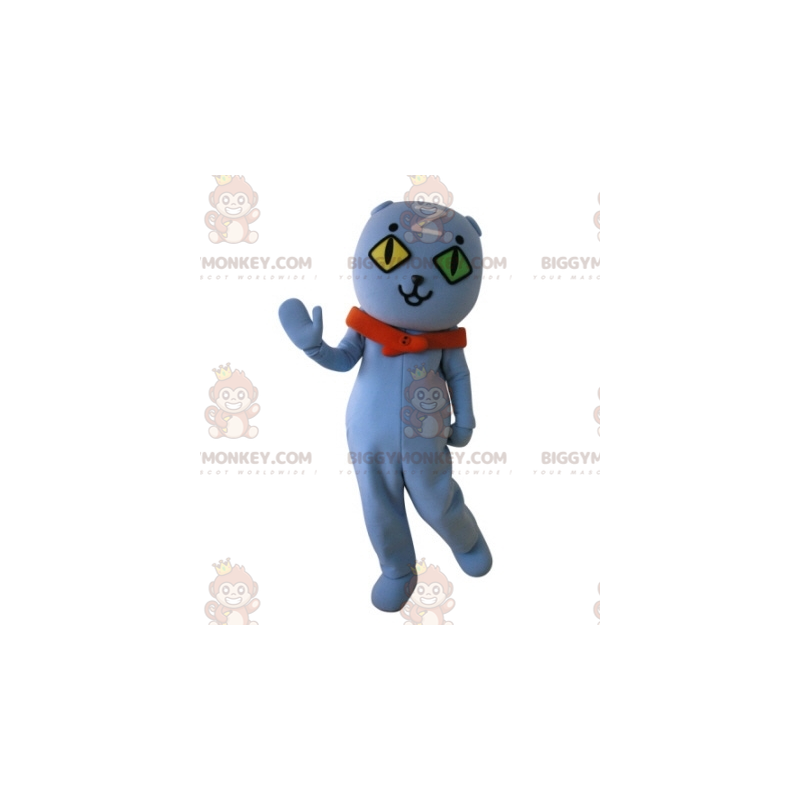 Kostium maskotki kota o dziwnych oczach BIGGYMONKEY™. Niebieski