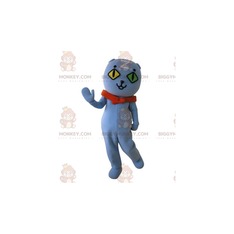 Traje da mascote do gato de olhos ímpares BIGGYMONKEY™. Traje