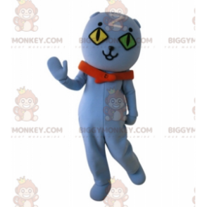 Costume de mascotte BIGGYMONKEY™ de chat aux yeux vairons.