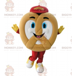 Zeer lachende gigantische pretzel BIGGYMONKEY™ mascottekostuum