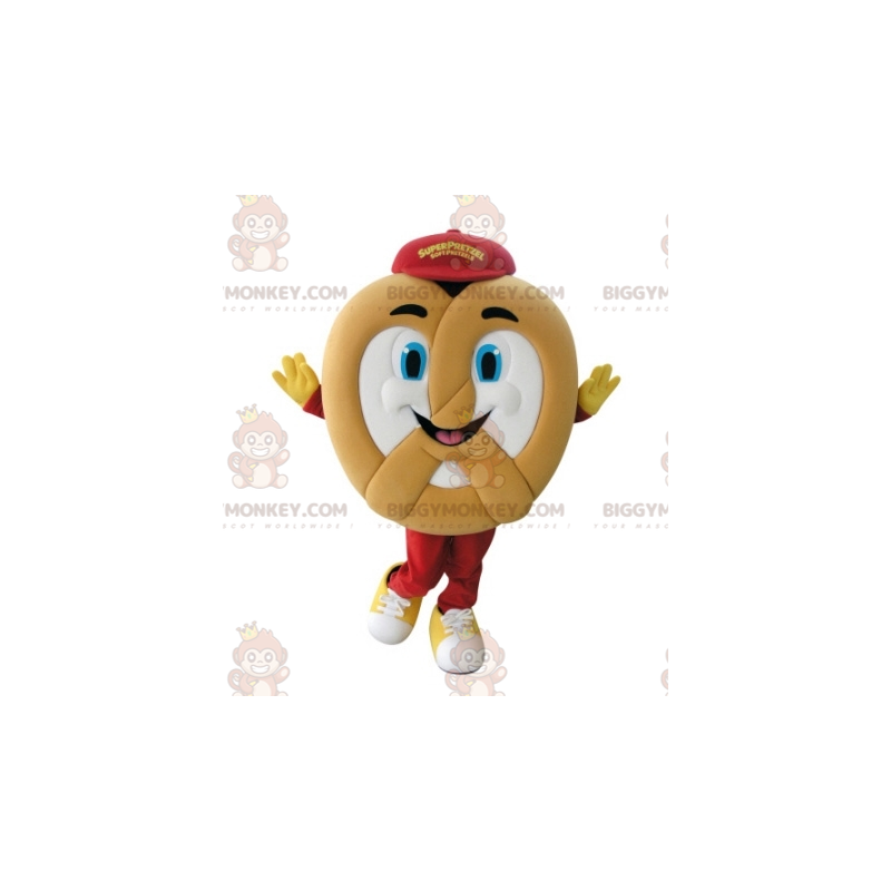 Costume de mascotte BIGGYMONKEY™ de Bretzel géant très souriant