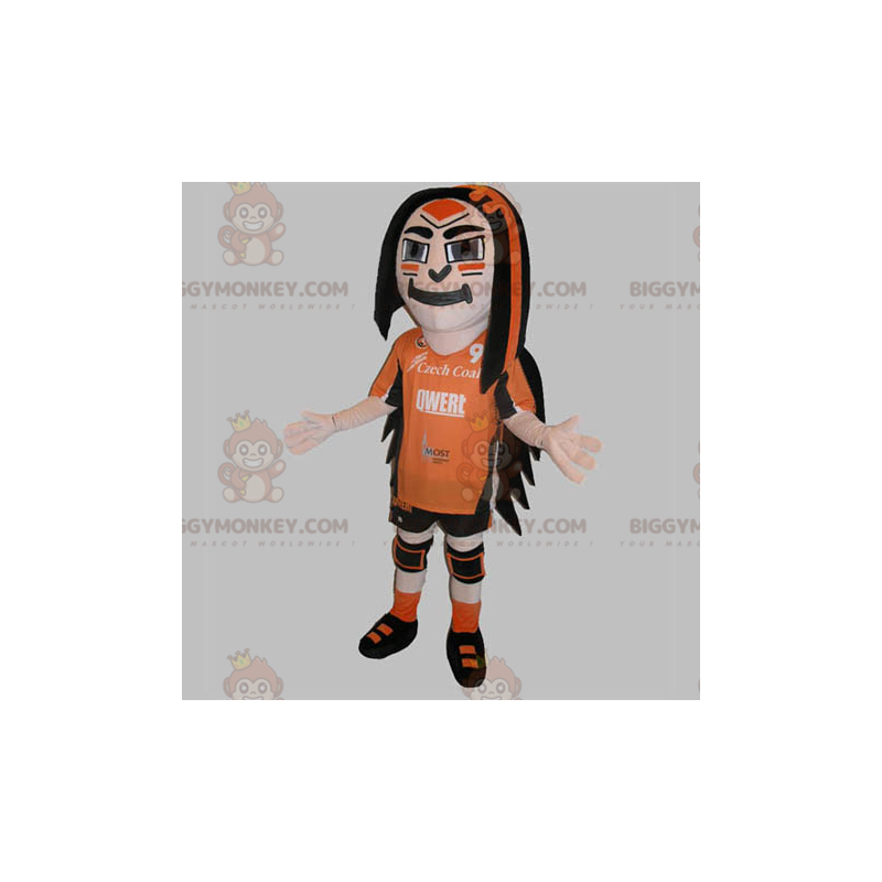 BIGGYMONKEY™ Mascottekostuum Sportman gekleed in oranje en