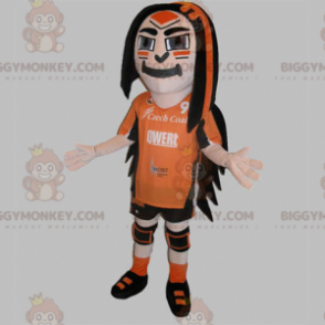 BIGGYMONKEY™ Mascot Costume Sportsman Dressed Orange and Black