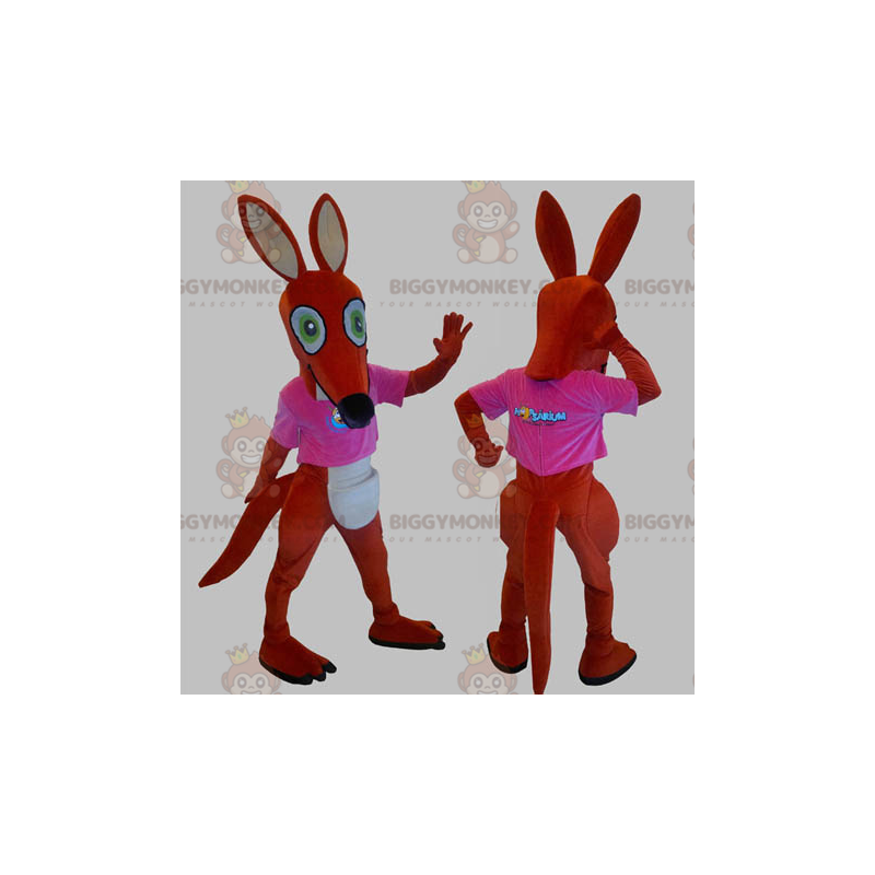 BIGGYMONKEY™ Mascot Costume Red & White Kangaroo With Pink Tee