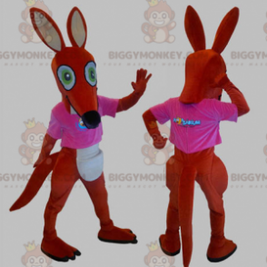 Disfraz de mascota BIGGYMONKEY™ Canguro rojo y blanco con