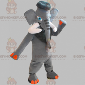 Kostium maskotki BIGGYMONKEY™ Szary i pomarańczowy słoń z