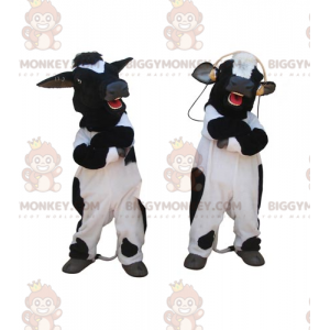 2 BIGGYMONKEY™s mascot giant black and white cows -
