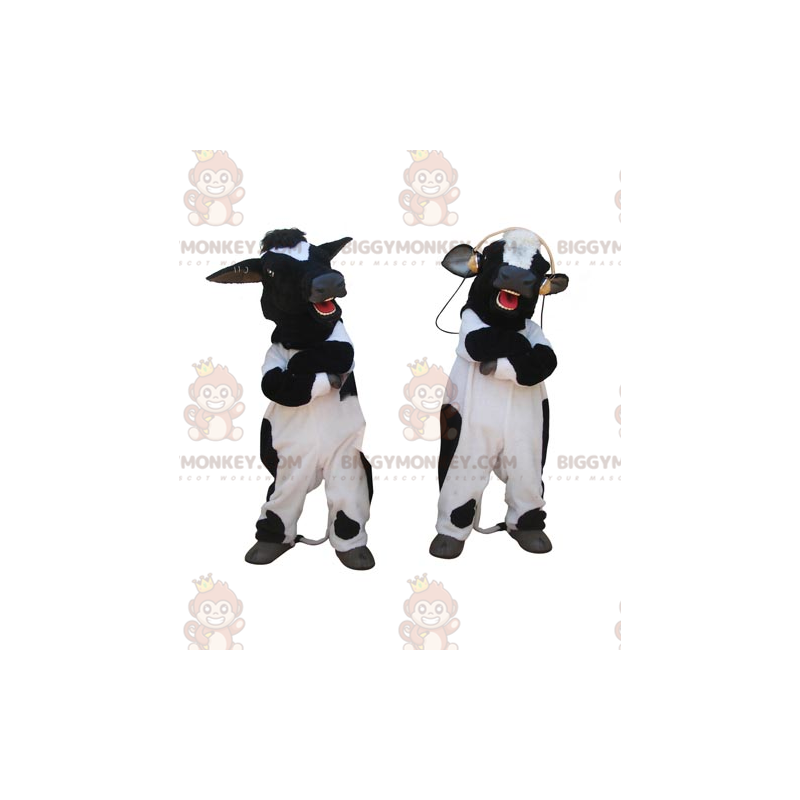 2 BIGGYMONKEY's mascotte gigantische zwart-witte koeien -