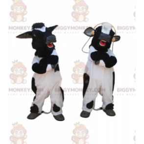 2 BIGGYMONKEY™-maskotti jättiläismustavalkoista lehmää -