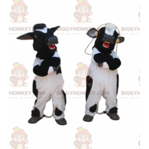 2 BIGGYMONKEY™s mascot giant black and white cows -