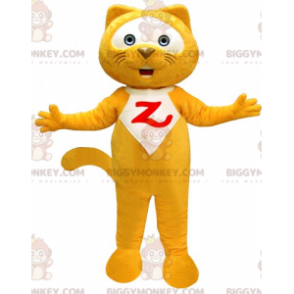 Legrační kostým obří žlutobílé kočky BIGGYMONKEY™ maskota –