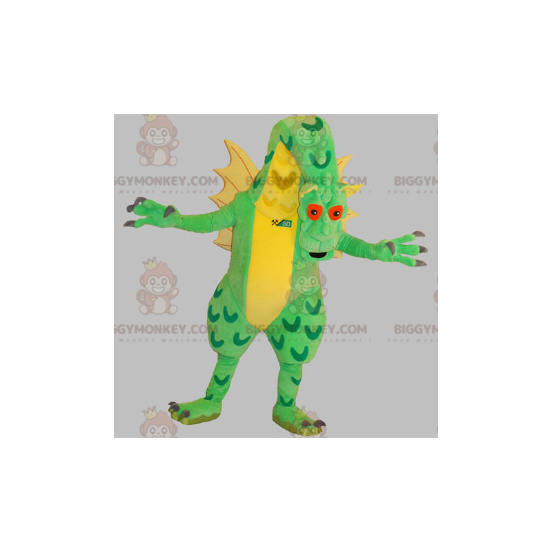 Bardzo efektowny kostium maskotki zielono-żółtego smoka