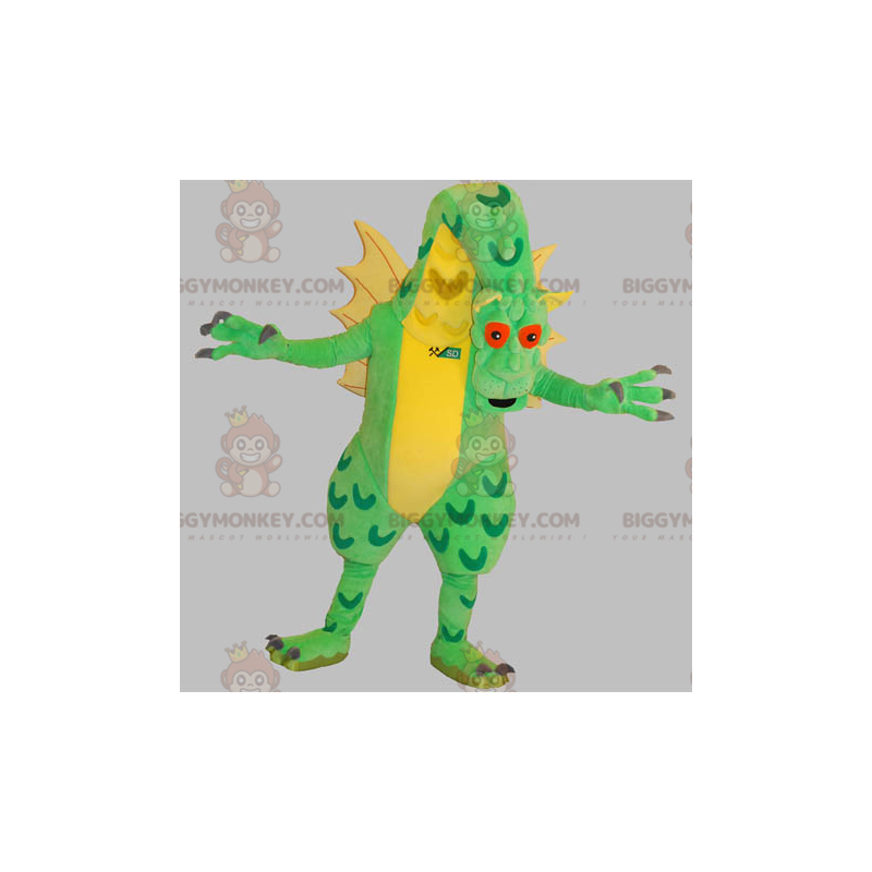 Costume de mascotte BIGGYMONKEY™ de dragon géant vert et jaune