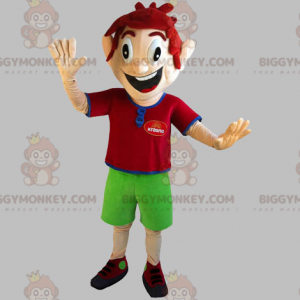 Disfraz de mascota BIGGYMONKEY™ Niño pelirrojo muy sonriente