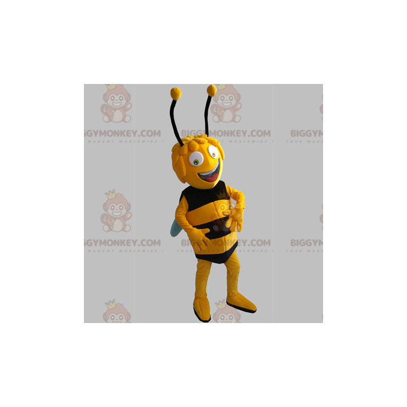 Maya the Bee BIGGYMONKEY™ Maskotdräkt. gult och svart bi -