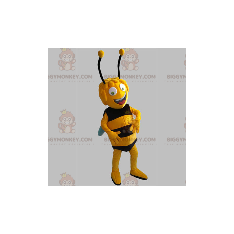 Στολή μασκότ Maya the Bee BIGGYMONKEY™. κίτρινη και μαύρη
