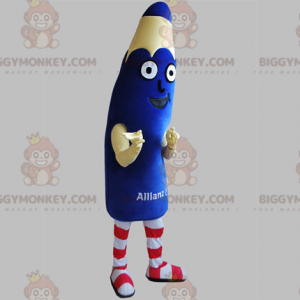 Gigantisch blauw potlood BIGGYMONKEY™ mascottekostuum. Pen