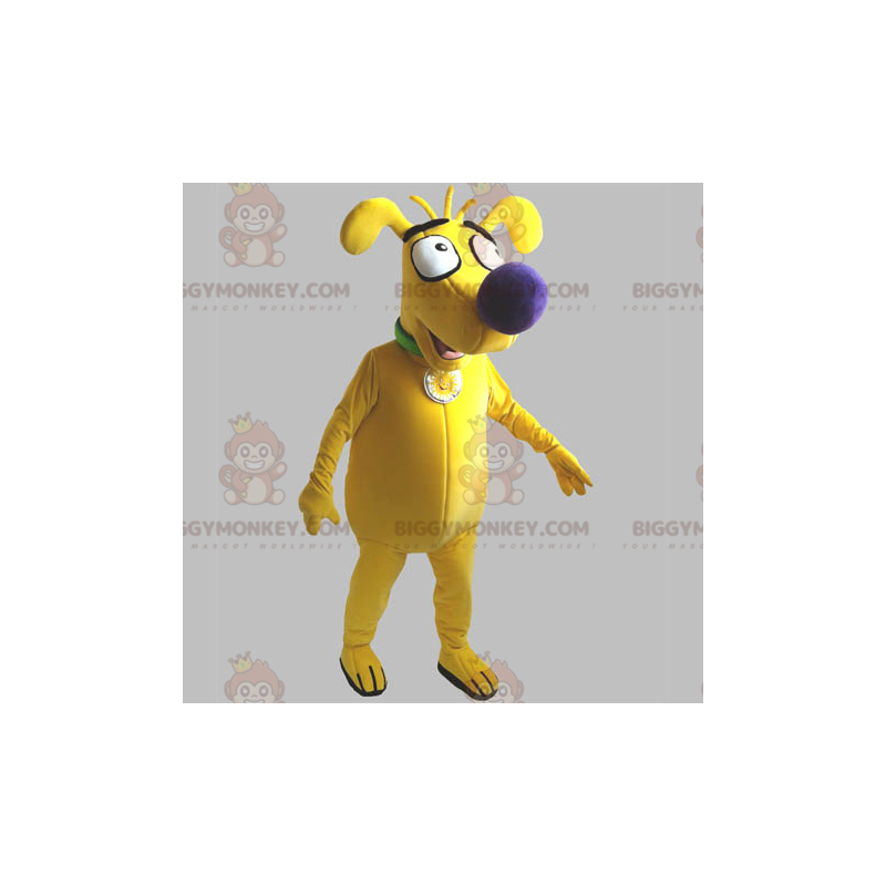 Costume de mascotte BIGGYMONKEY™ de chien jaune rigolo et