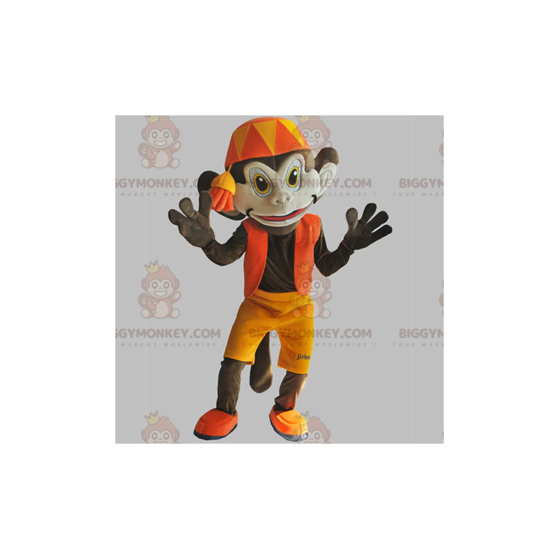 BIGGYMONKEY™ costume mascotte di scimmia marrone con vestito