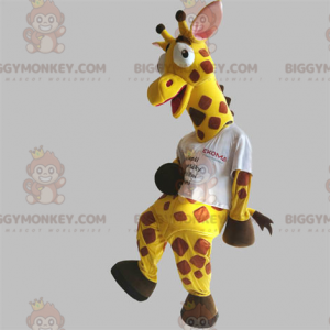 Costume de mascotte BIGGYMONKEY™ de girafe jaune et marron