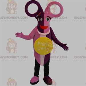 Costume de mascotte BIGGYMONKEY™ de paire de ciseaux rose et