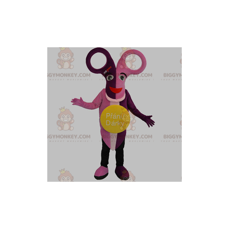 Costume da mascotte BIGGYMONKEY™ con forbici rosa e viola -