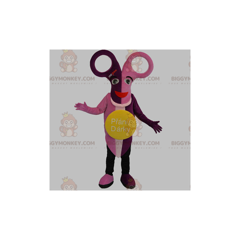 Costume de mascotte BIGGYMONKEY™ de paire de ciseaux rose et