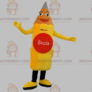 Costume mascotte gigante sorridente matita gialla BIGGYMONKEY™