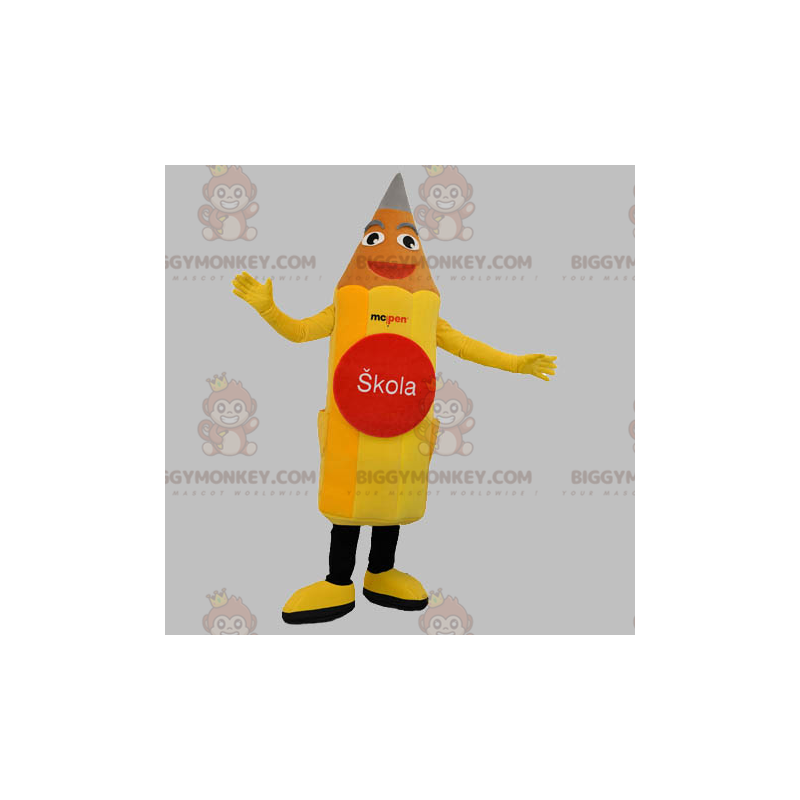 Giant Smiling Yellow Pencil BIGGYMONKEY™ Mascot Costume –