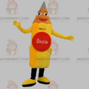 Giant Smiling Yellow Pencil BIGGYMONKEY™ Mascot Costume –