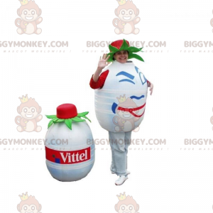 Hvid rund vandflaske BIGGYMONKEY™ maskotkostume. BIGGYMONKEY™