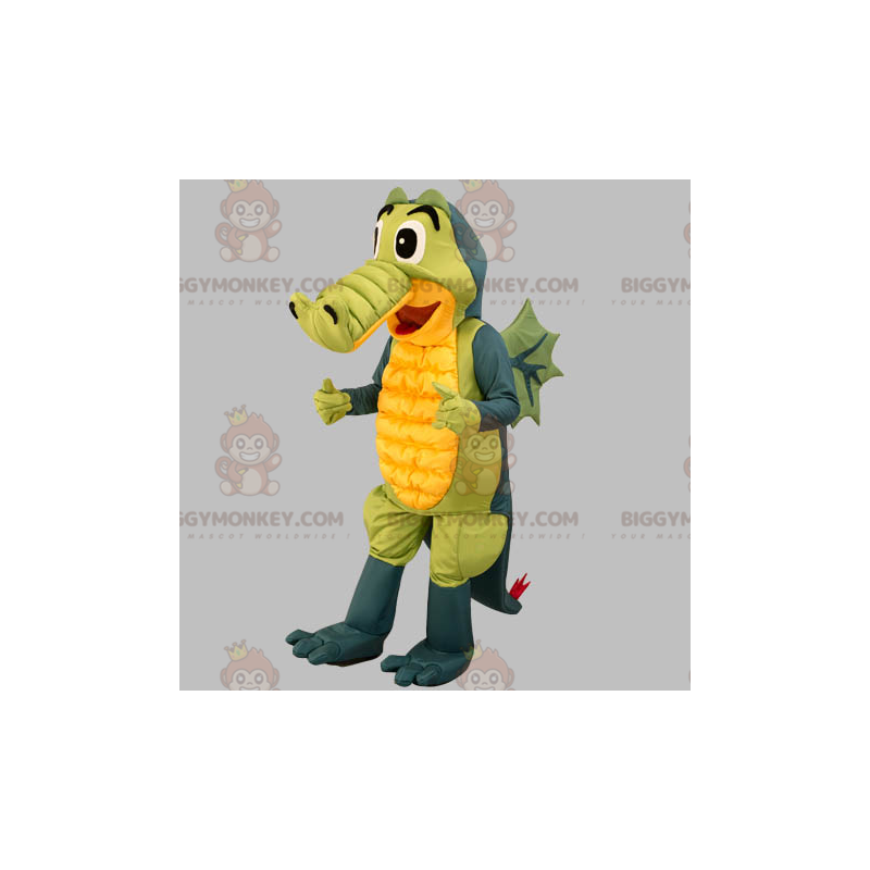 Costume de mascotte BIGGYMONKEY™ de crocodile gris vert et