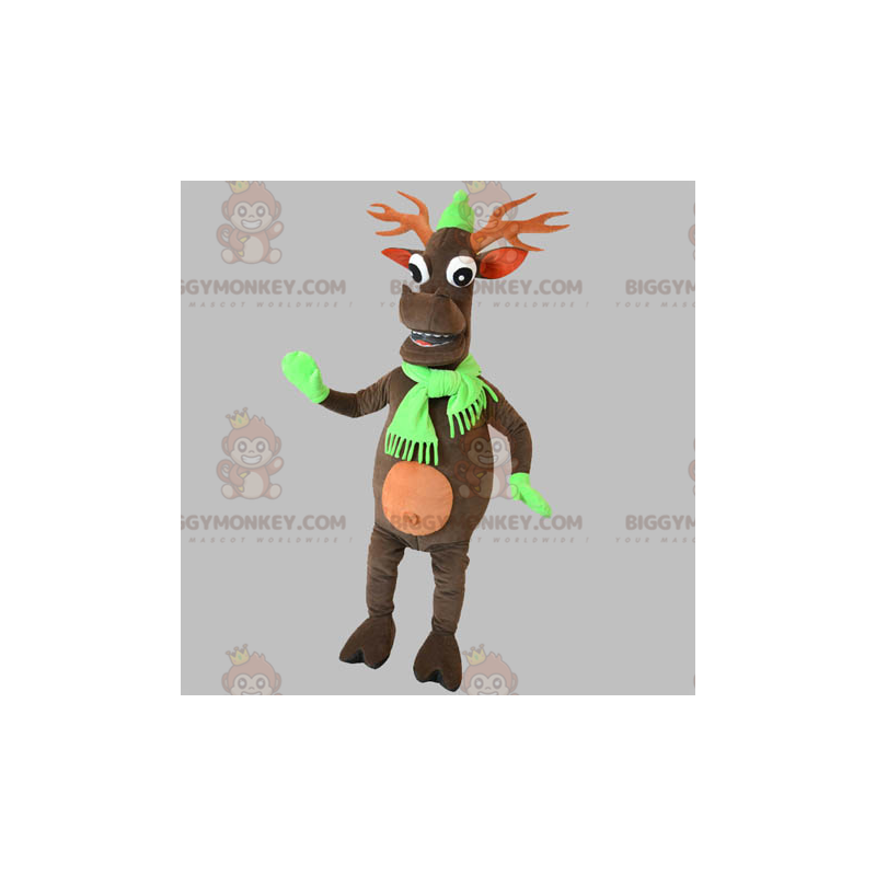 Disfraz de mascota BIGGYMONKEY™ de reno navideño. Disfraz de