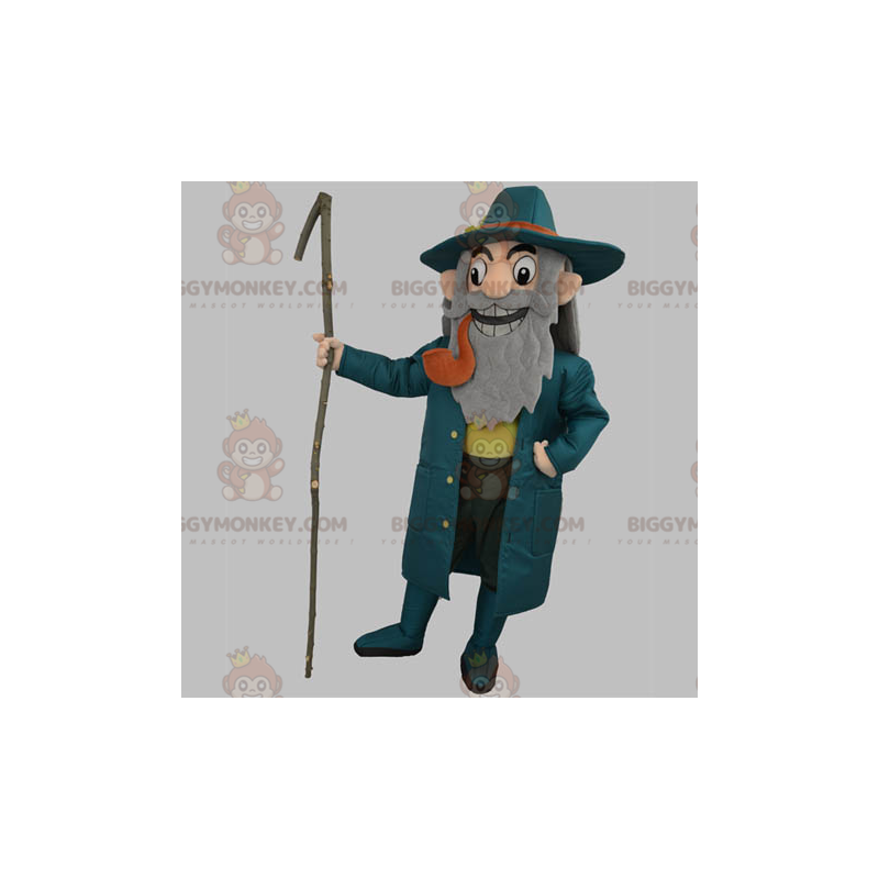 BIGGYMONKEY™ Captain Old Man Mascot Costume Wearing Blue With