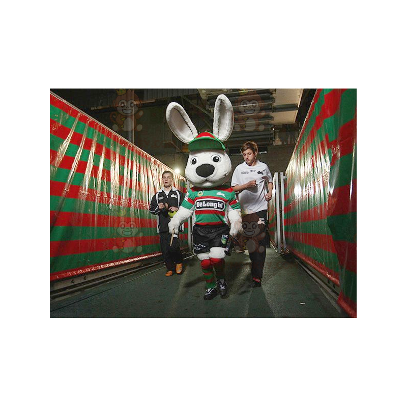 Big White Rabbit BIGGYMONKEY™ mascottekostuum in sportkleding -