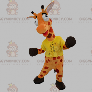 Costume de mascotte BIGGYMONKEY™ de girafe orange et rouge