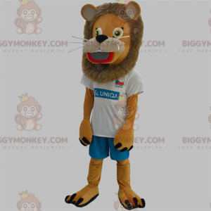 Καφέ λιοντάρι με Μαλλιαρή Χίτη Κοστούμι μασκότ BIGGYMONKEY™ -