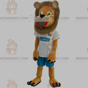 Disfraz de mascota León marrón con melena peluda BIGGYMONKEY™ -