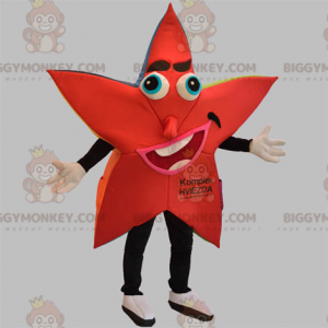 Jättiläinen punainen ja musta tähti BIGGYMONKEY™ maskottiasu -