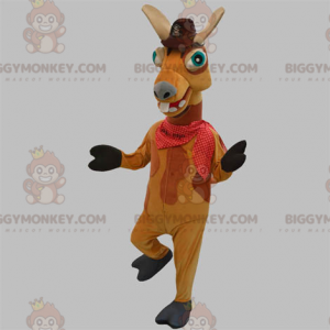 Braunes Lama-Kamel-BIGGYMONKEY™-Maskottchen-Kostüm mit Hut -