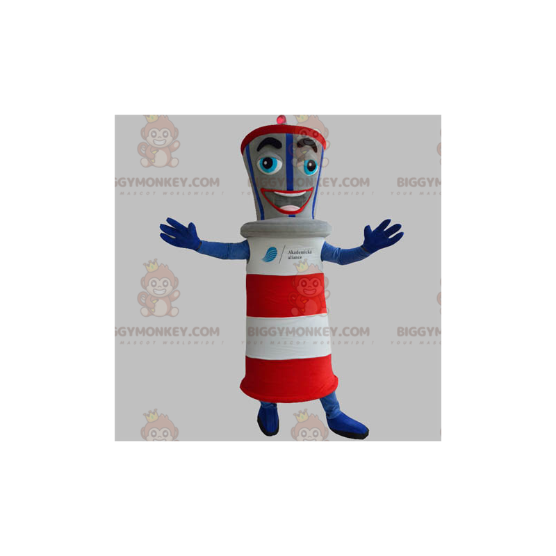 Costume de mascotte BIGGYMONKEY™ de phare géant bleu rouge gris