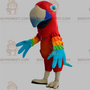 Costume de mascotte BIGGYMONKEY™ de perroquet rouge avec des