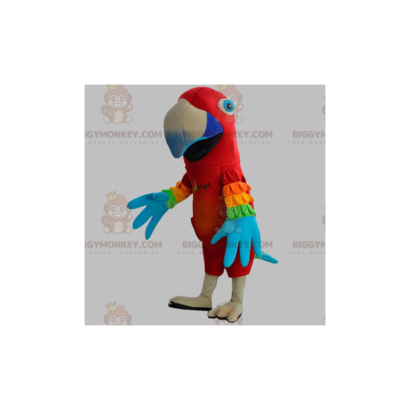 Costume de mascotte BIGGYMONKEY™ de perroquet rouge avec des