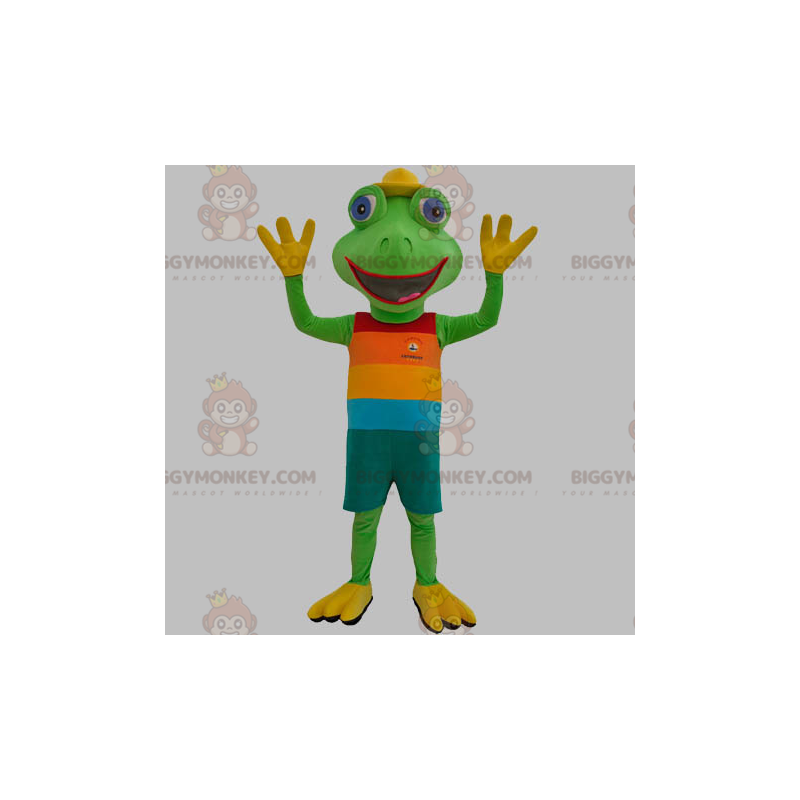 Costume de mascotte BIGGYMONKEY™ de grenouille verte habillée